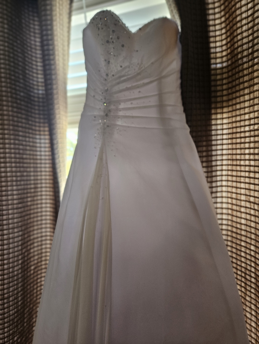 Strapless White Beaded A-Line Wedding Dress